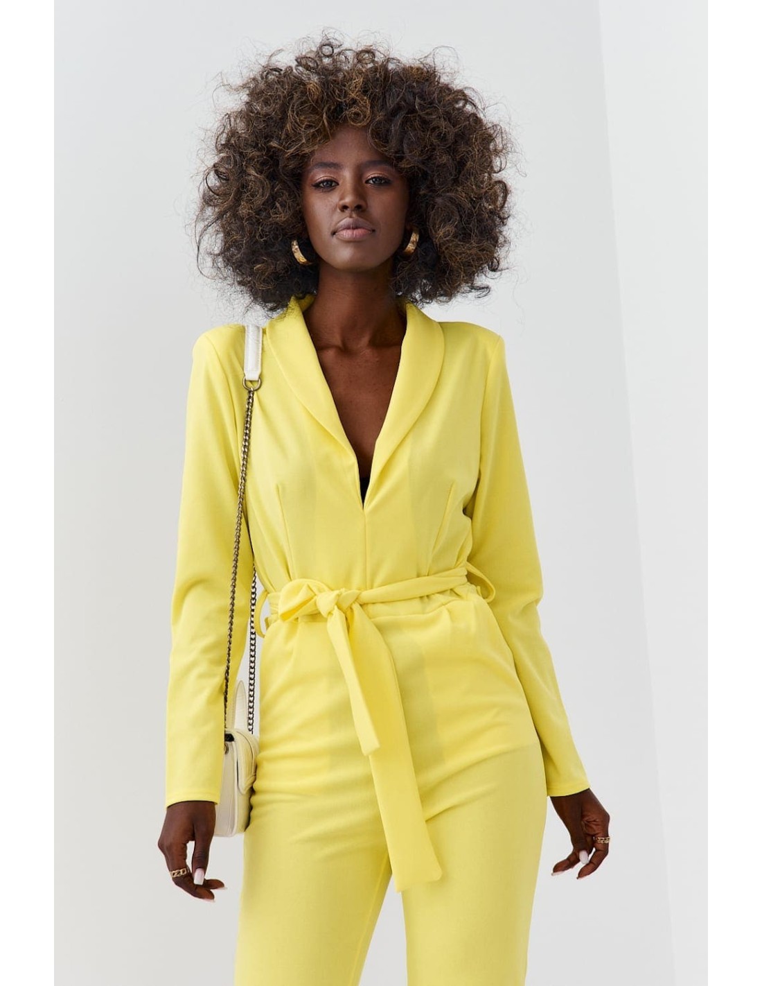 Elegant long-sleeved jumpsuit, yellow 25280 - Online store - Boutique